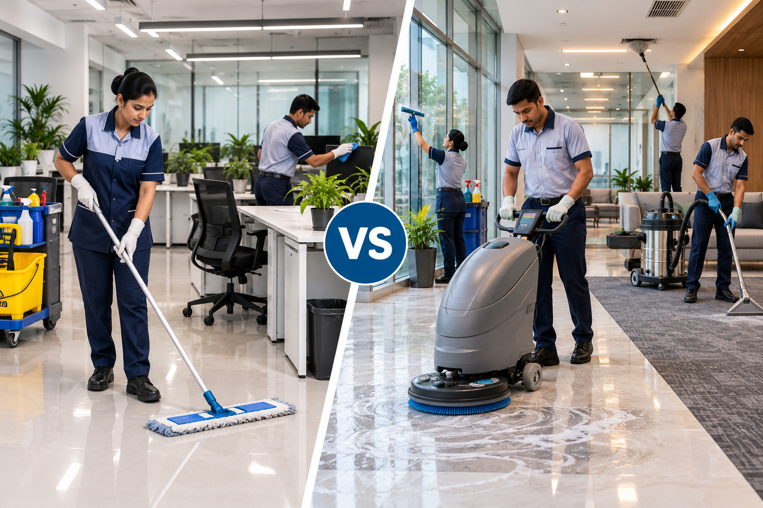 Deep cleaning vs regular cleaning services in a professional office